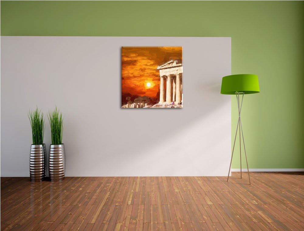 schöner Tempel der Athene, Format: 70x70 auf Leinwand, XXL riesige Bilder fertig gerahmt mit Keilrah