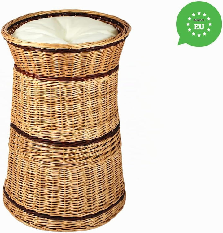 Katzenkorb zum Schlafen – Katzenhütte Indoor – Grösse: 50 cm rund – Katzenhöhle aus Weide – Dreistuf