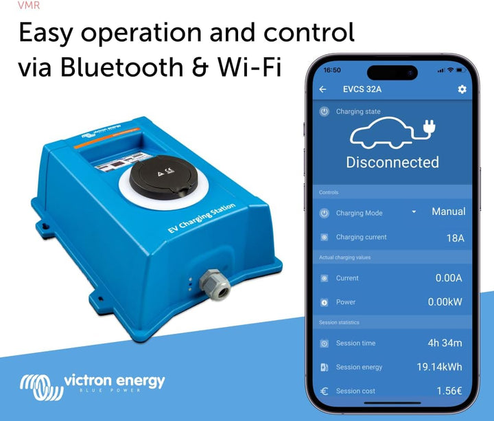 Victron Energy EV-Ladestation, 170-265 VAC 22 kW, Ladegerät für Elektrofahrzeuge, Wi-Fi- und Bluetoo