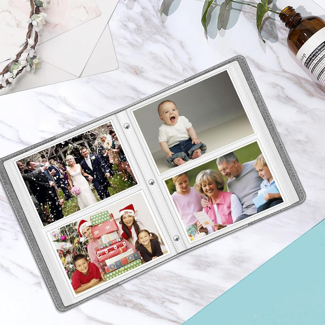 Fintie Fotoalbum 10 x 15 cm – 112 Fotos, Premium-veganes Ledereinband mit Druckknopfverschluss, trag