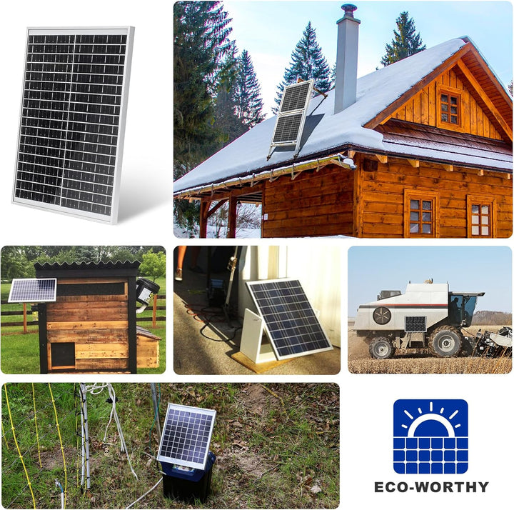 ECO-WORTHY 25 Watt 12 Volt Solarpanel IP65 Wasserdichtes Solarmodul Off Grid Batterieladung für Auto