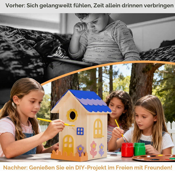 JAZUIHA Vogelhaus Bausatz XXL - DIY Holzvogelhaus Bastel Set zum Zusammenbauen und Bemalen - Hängend