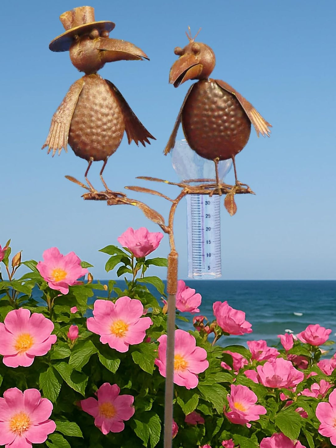 Pommerntraum ® | Regenmesser Niederschlagsmesser Pluviometer Gartenstecker Wetterstation Meisenknöde