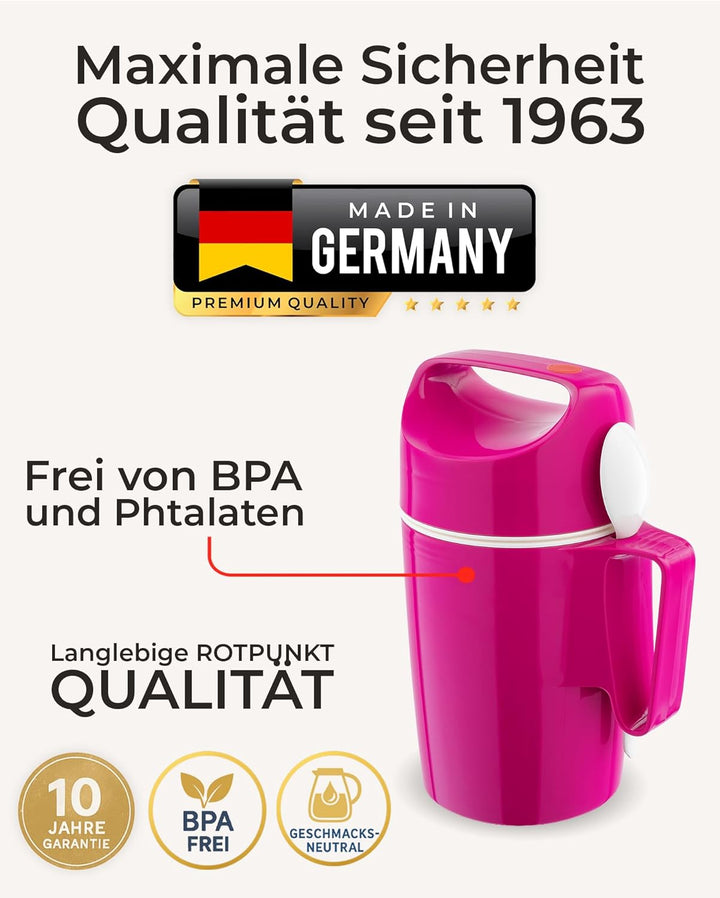 ROTPUNKT Thermobehälter für Essen 850 ml inkl. Löffel – Thermo Lunchbox Heiss & Kalt I Made in Germa