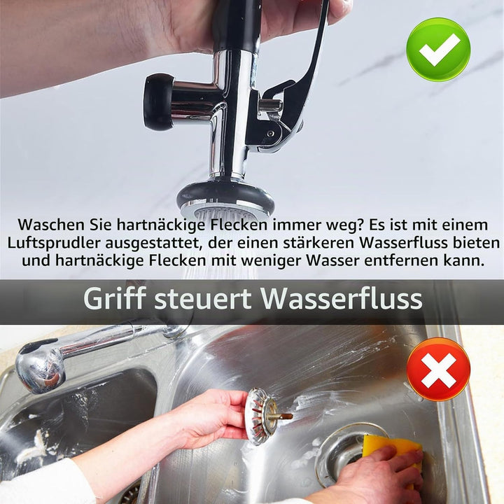 Profi Gastro Handbrause, wasserhahn küche aufsatz 1/2" Standard-AG Spülbrause aus Messing Gastronomi