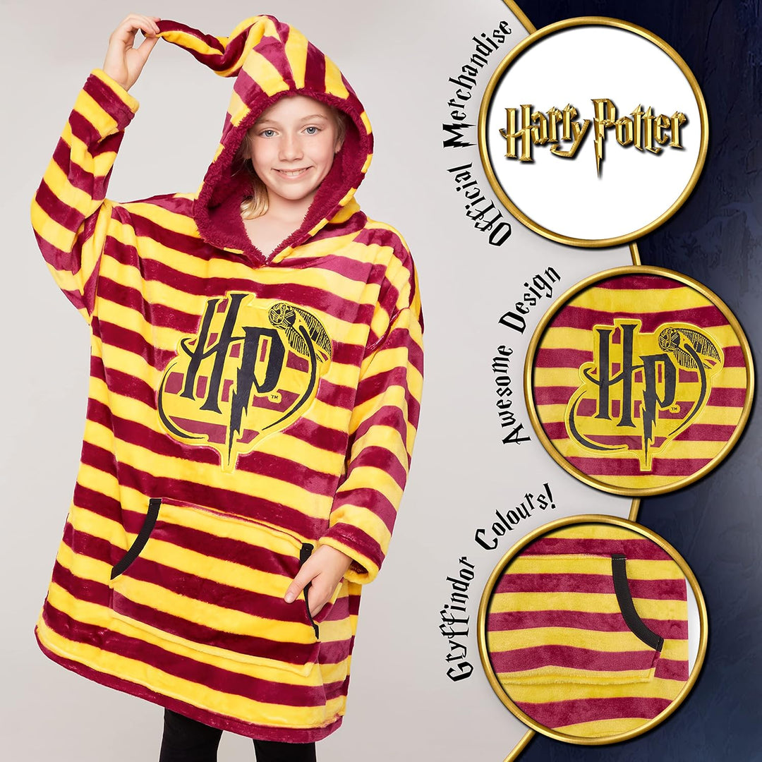 Harry Potter Kinder Hoodie Decke Übergrösse Kapuzenpullover Mädchen und Jungen Einheitsgrösse Rot, E