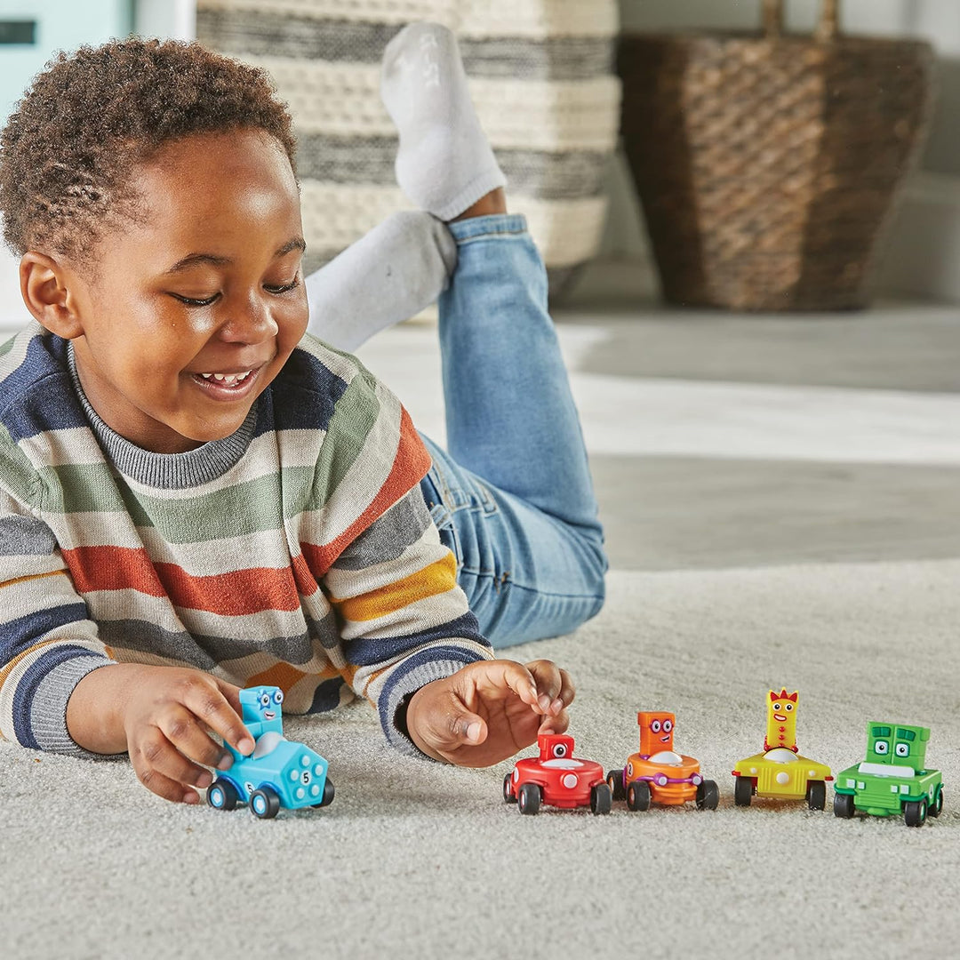 Learning Resources HM95405-UK Mini-Autoset, 5 Autos, Numberblocks-Geschenke, Fahrzeuge mit beweglich