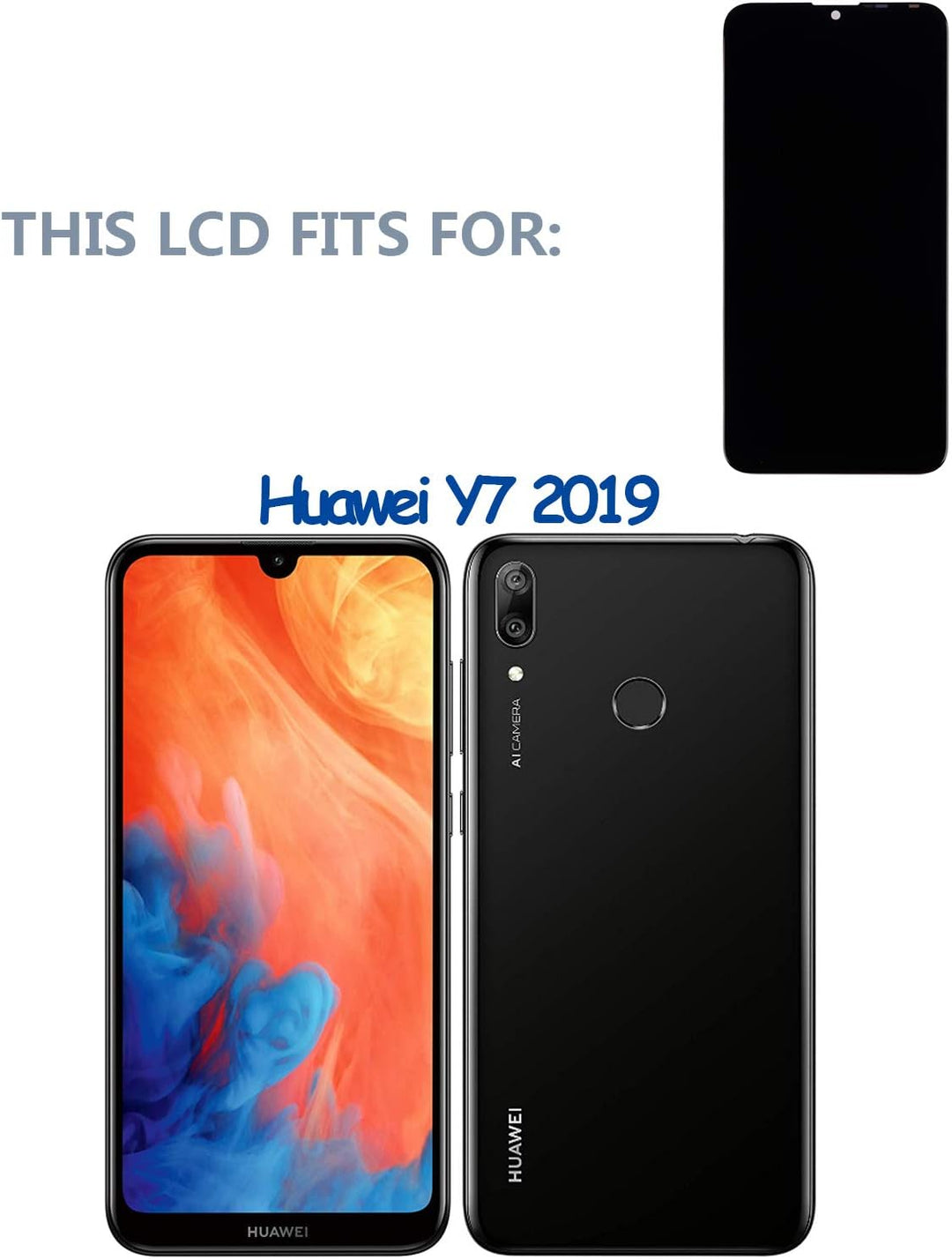 SWARK LCD Display Compatible with Huawei Y7 (2019) DUB-LX1 (Schwarz Ohne Rahmen) LCD Display Touchsc