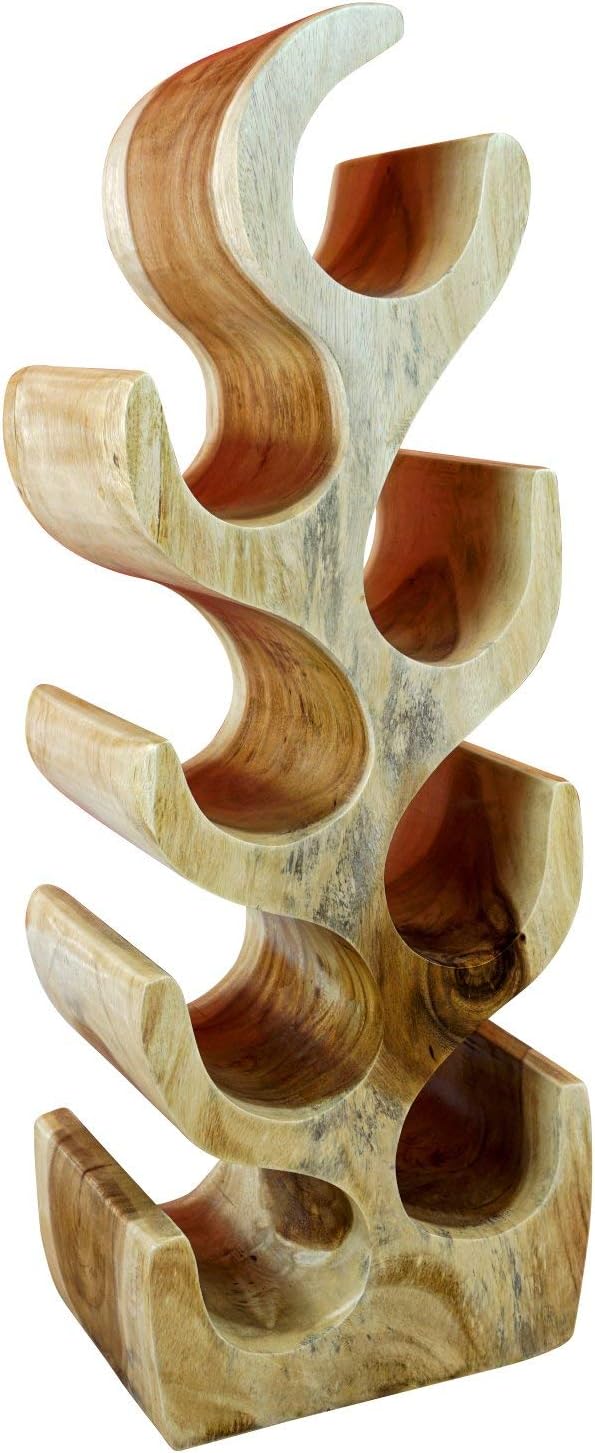 Kinaree Massivholz Weinregal für 8 Flaschen - 70cm freistehendes Flaschenregal in Baum Form aus eine