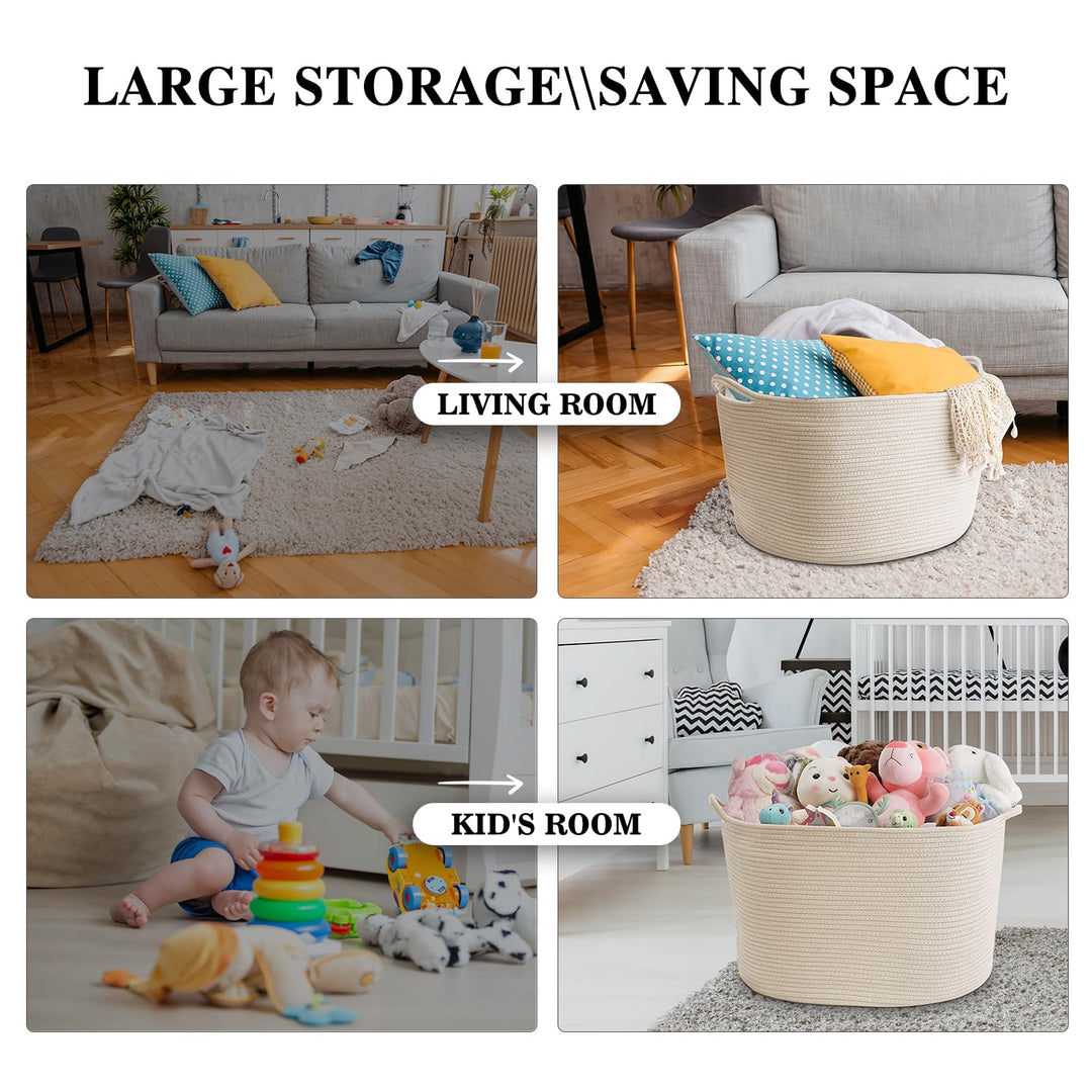 Maliton Aufbewahrungskorb, Wäschekorb weiss für Kleidung Bettwäsche, gross 50 x 33 CM Faltbarer Wäsc