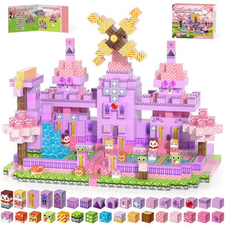 Magnetische Bausteine, Magnetic Blocks 200 PCS ab 3 Jahre Kinder, Magnetbausteine für Jungen Mädchen