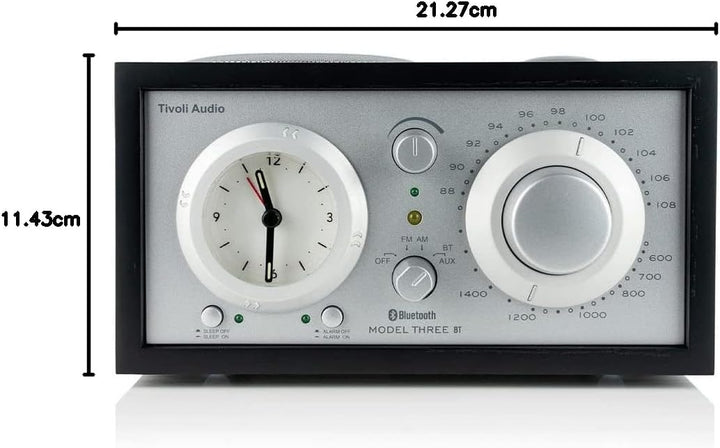 Tivoli Audio Model Three Bluetooth UKW-/MW-Radiowecker (Schwarz / Silber), Schwarz / Silber
