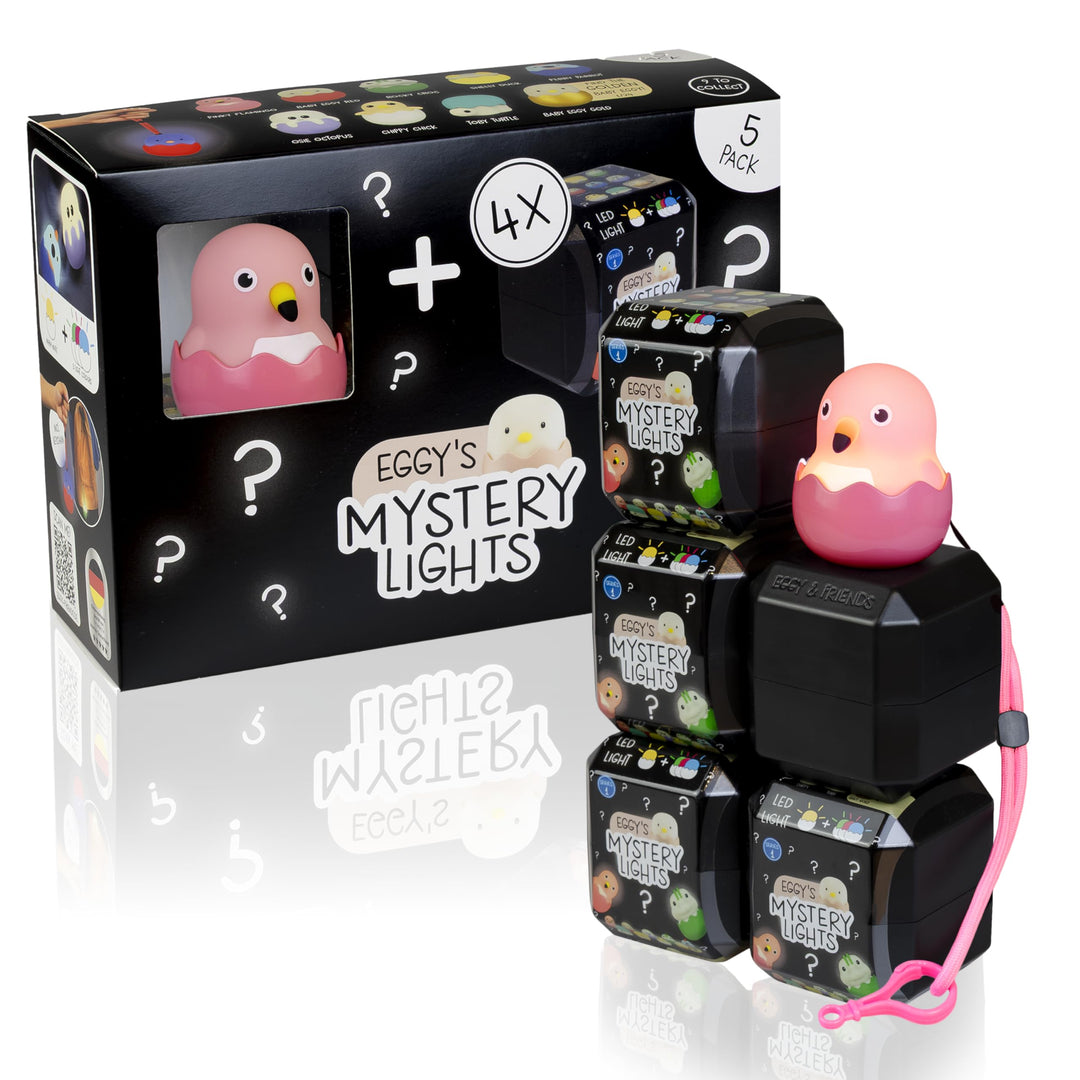 MegaLight Blind Box Mini Nachtlichter für Kinder 5er Pack | Mystery Box | Pinky Flamingo + 4 aus 9 p