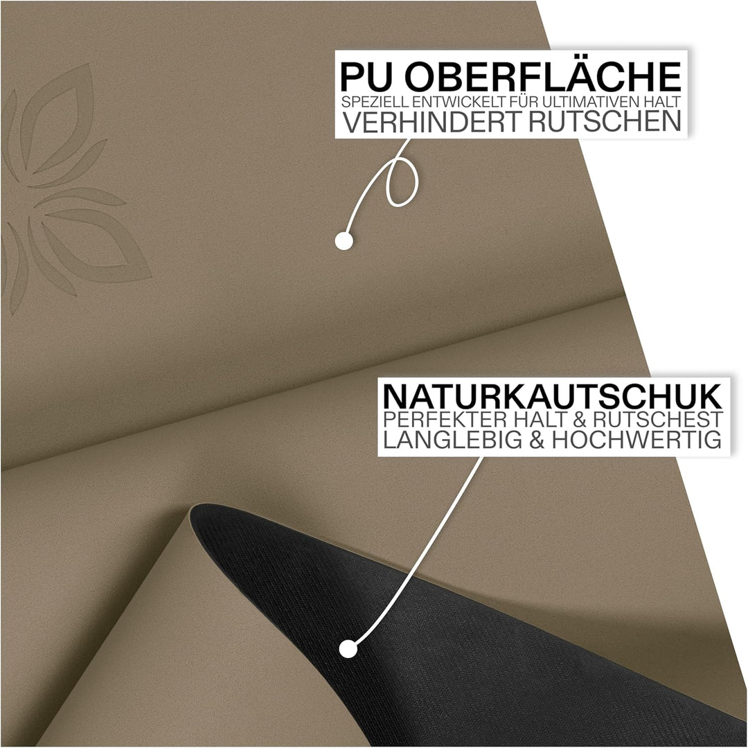 SoGRIP™ Yogamatte rutschfest – PU Yoga Matte mit starkem Grip &amp; Naturkautschuk – Gymnastikmatte, Pil