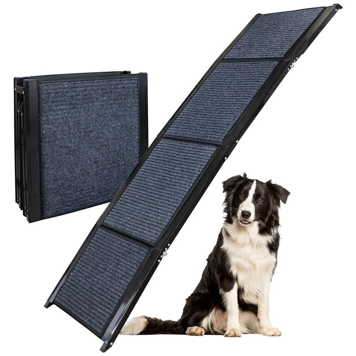 Petigi Hunderampe mit rutschfesten Teppich 180 cm klappbar für Auto Hunde Rampe Hundetreppe Einstieg