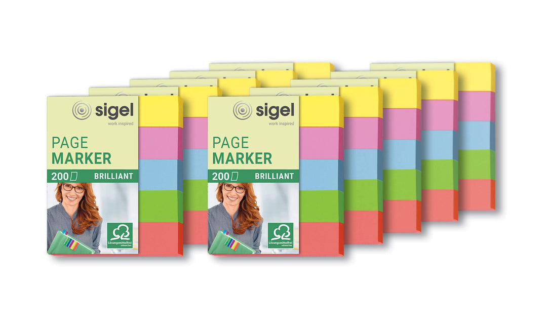 SIGEL HN625/10 Haftmarker mini aus Papier, 10 Stück á 200 Streifen im Format 12 x 50 mm 10 Stück 5 F
