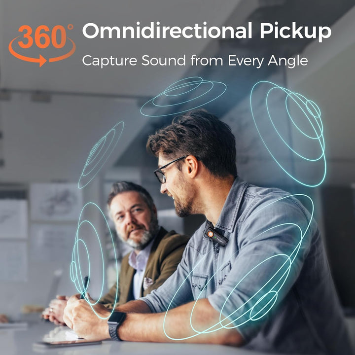 hohem MIC-01 Lavalier Mikrofon Wireless für iPhone iPad, Zweikanal-Aufnahme, 360° Tonaufnahme, 20H N