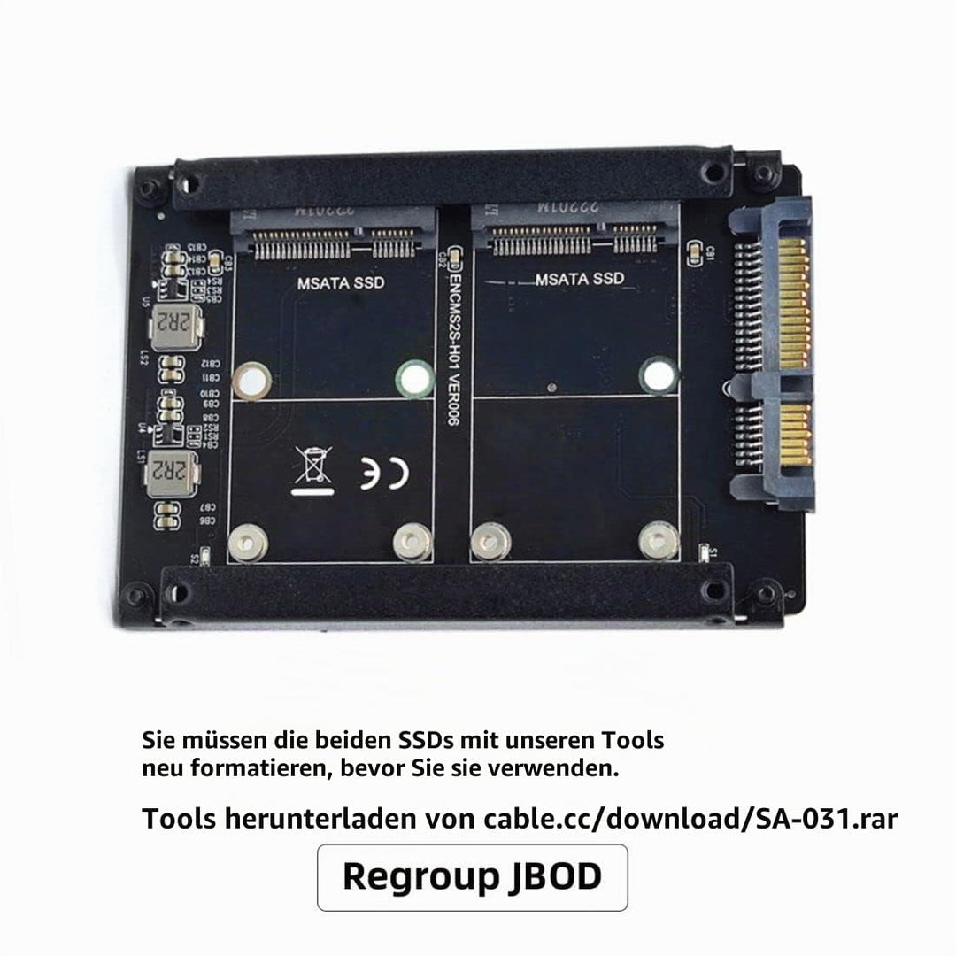 chenyang CY MSATA auf SATA Adapter,Dual MSATA Mini-SATA SSD Karte JOBD Raid0 Span Bridge auf 2,5inch
