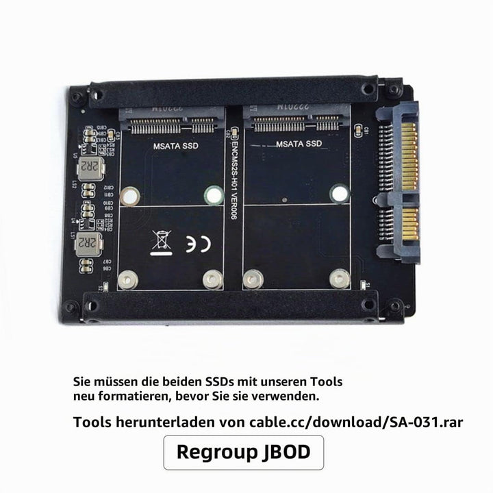 chenyang CY MSATA auf SATA Adapter,Dual MSATA Mini-SATA SSD Karte JOBD Raid0 Span Bridge auf 2,5inch