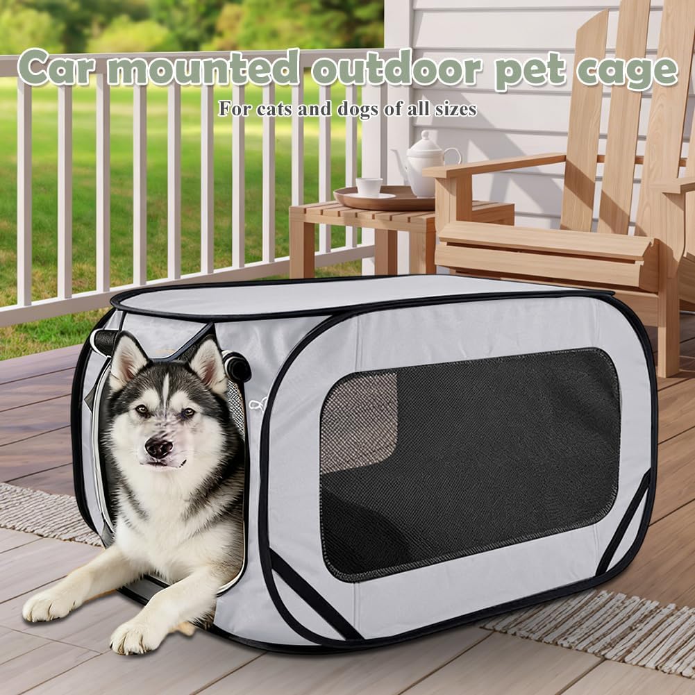 Faltbare Hundebox Auto, Transportbox Hund & Katze bis 29.5 kg (94x53x53 cm), Robuste Hundetransportb