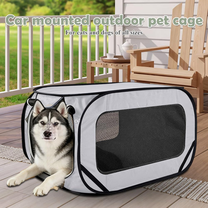 Faltbare Hundebox Auto, Transportbox Hund & Katze bis 29.5 kg (94x53x53 cm), Robuste Hundetransportb