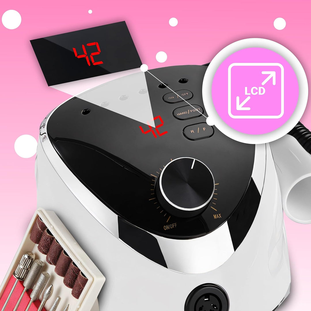 Retoo Nagelfräser Elektrische 35000 U/Min Professionelle Nagelfeile mit LED Display Fräser für Gelnä