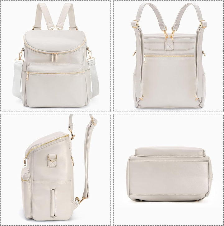 Minsong Diaper Bag Backpack, Fashion Leather Mommy Backpacks, Travel Baby Diaper Bags with in Bag Or