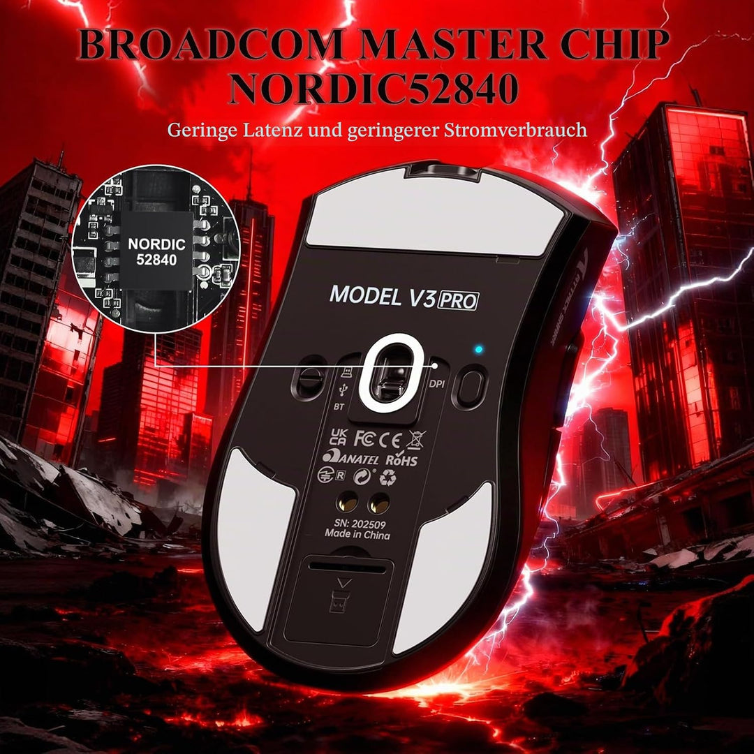 MAMBASNAKE x Attack Shark V3PRO Kabellose Gaming-Maus mit Magnetischer Ladestation, PAW3311-Sensor,