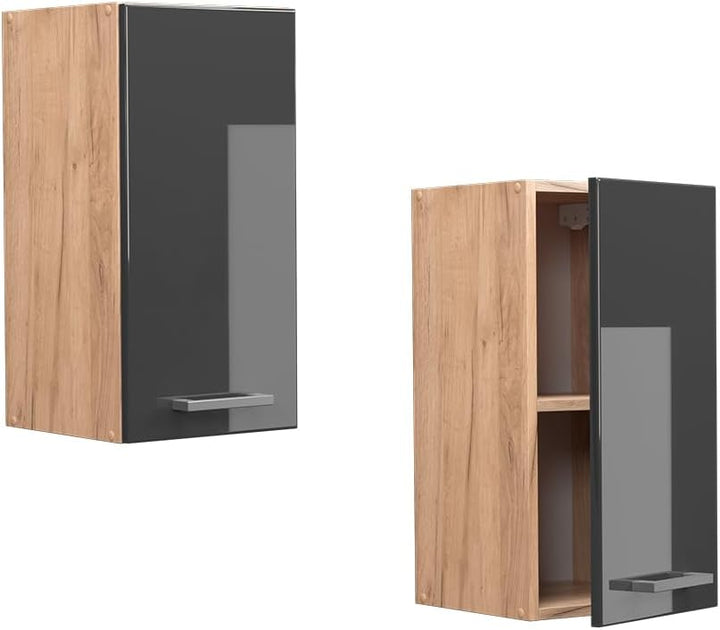 Vicco Hängeschrank R-Line, Anthrazit Hochglanz/Goldkraft Eiche, 30 cm Anthrazit Hochglanz Hängeschra