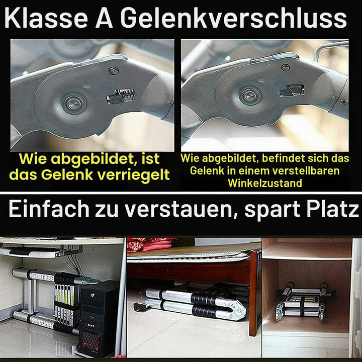 5M Teleskopleiter Ausziehleiter Klapp Ausziehbar Stehleiter Mehrzweck Edelstah, 16,5ft Einziehbare F
