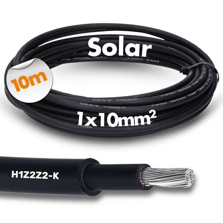 10 Meter Lapp H1Z2Z2-K 10mm² Solarkabel 1X10 Kabel weiss schwarz, 10m