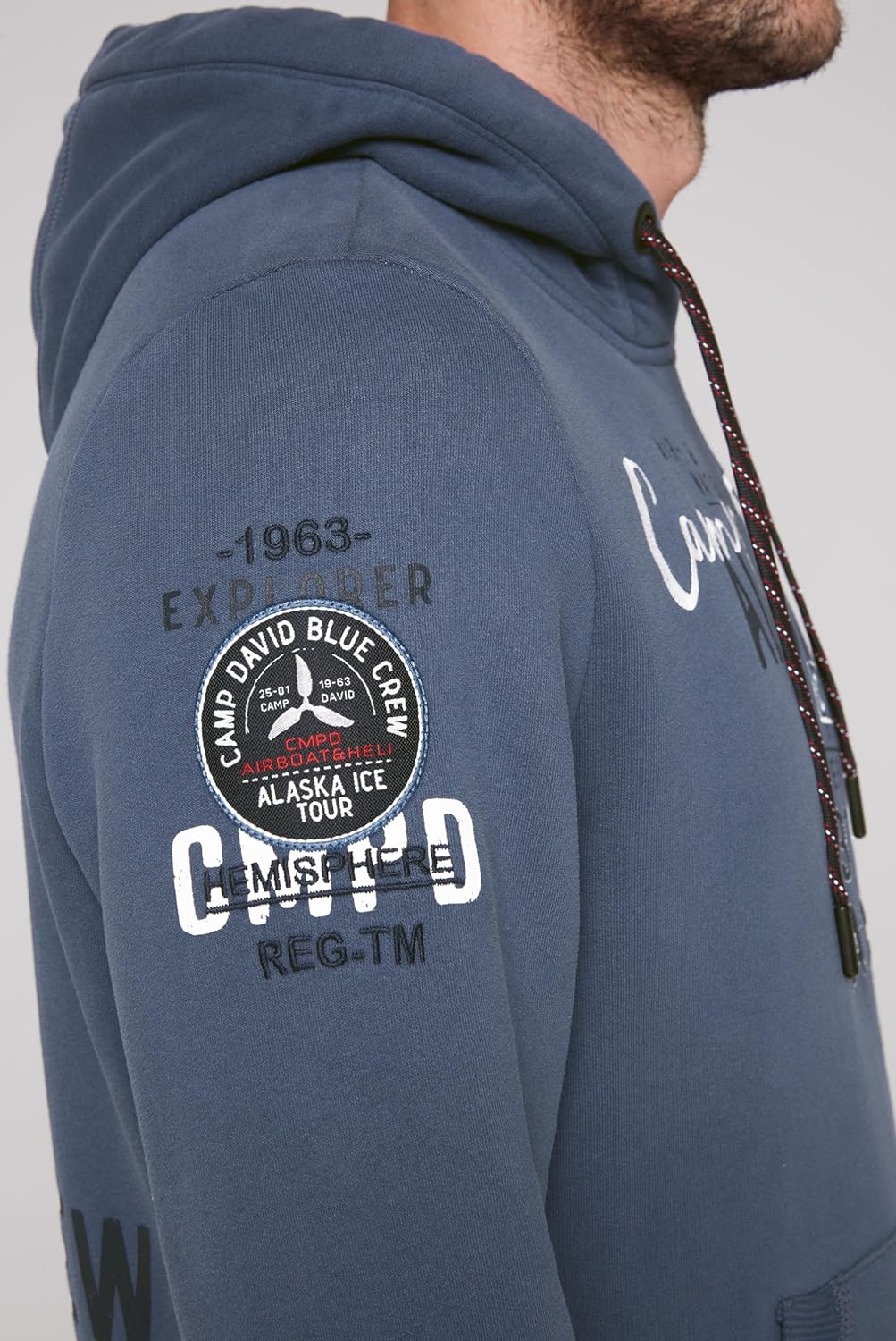 Camp David Herren Kapuzensweatshirt mit Logo Artworks L Dark Sky, L Dark Sky