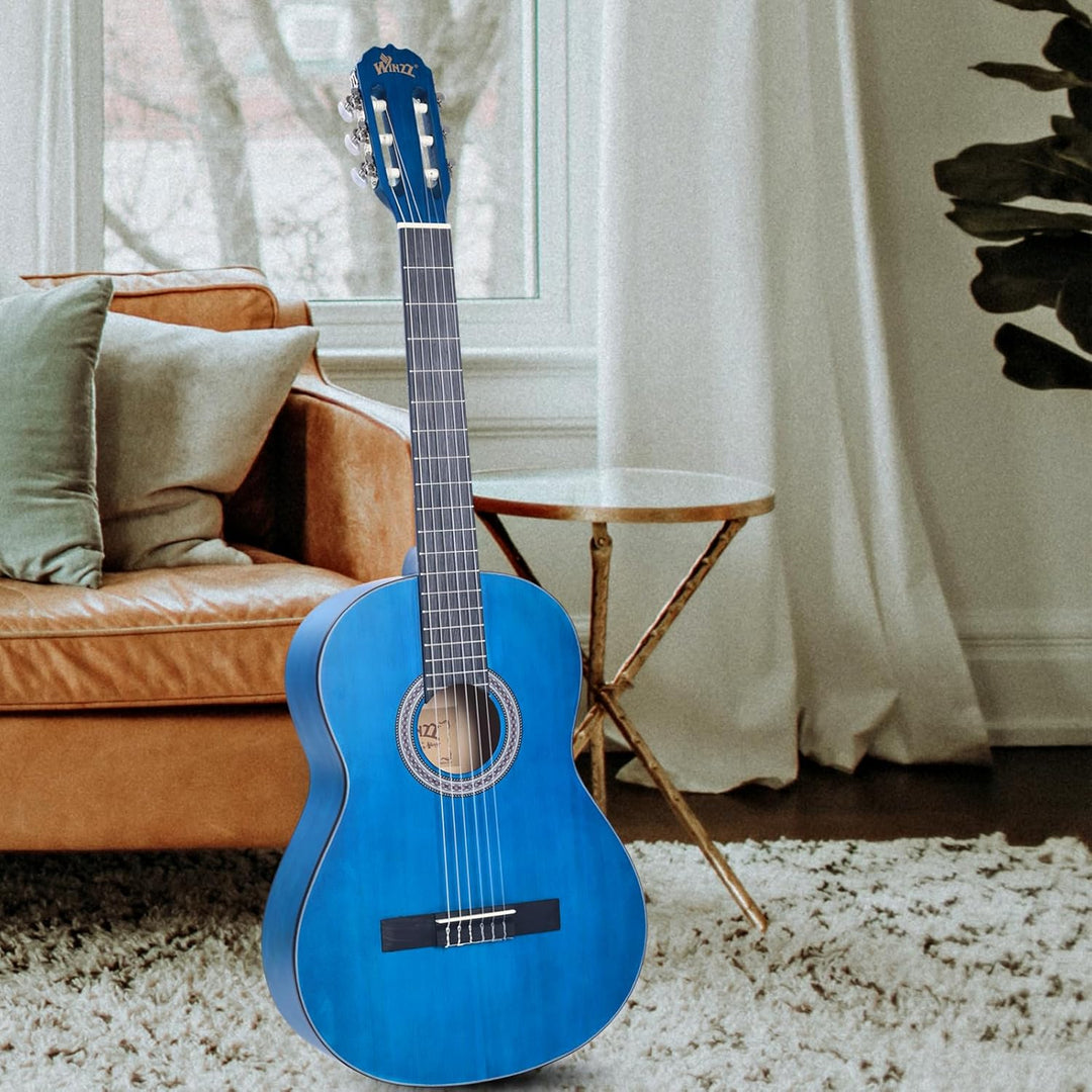Winzz Konzertgitarre 4/4 Erwachsene, Klassische Gitarre für Anfänger 39 Zoll, Blau, Blau