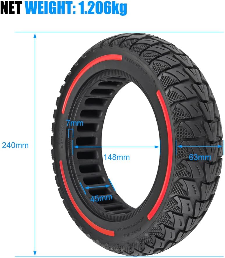 60/70-6,5 Vollgummireifen 10 Zoll Solide Reifen für Xiaomi 5/5 Pro/5 Max,für Ninebot Max G30/Max G30