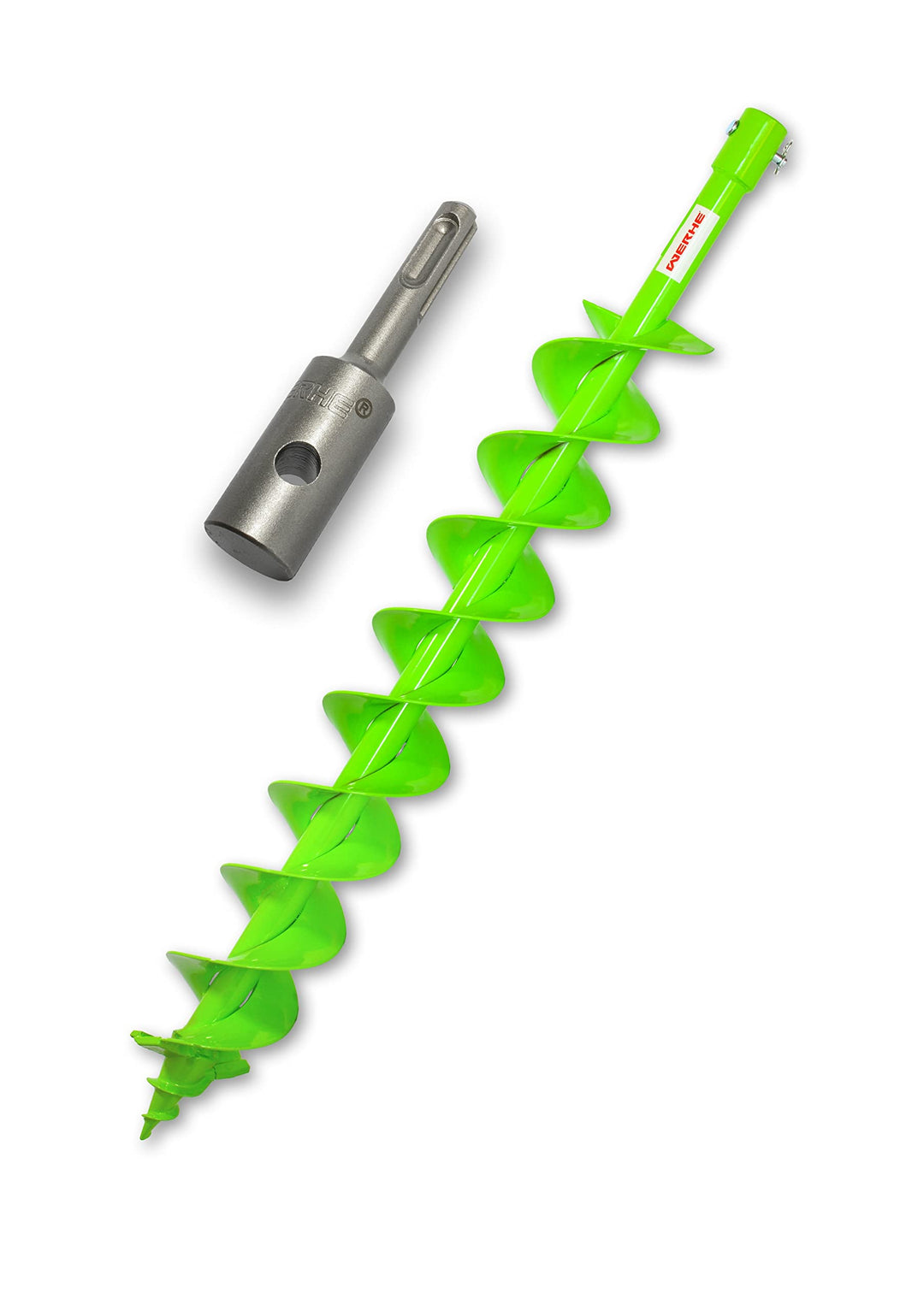 WERHE Doppelwendel Erdbohrer Ø80mm 80cm – Pfahlbohrer mit SDS Plus Adapter – Robust &amp; Präzise 80mm D