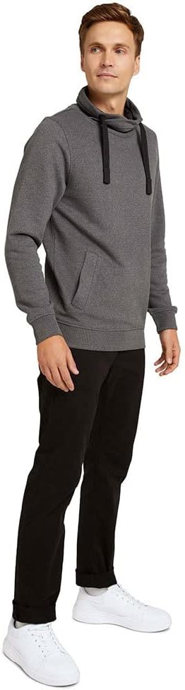 TOM TAILOR Herren Sweatshirt mit Stehkragen S 15704 - Anthracite Melange, S 15704 - Anthracite Melan