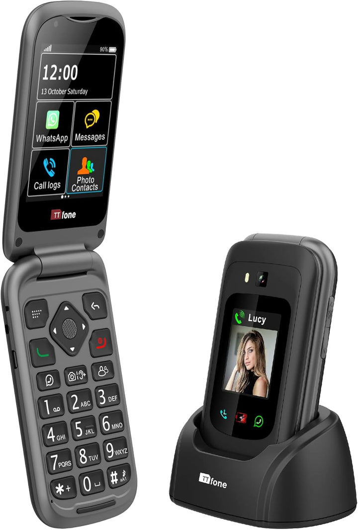 TTfone TT970 Whatsapp 4G Touchscreen Senior Big Button Flip Handy - mit 8MP Kamera und Hörgerät komp