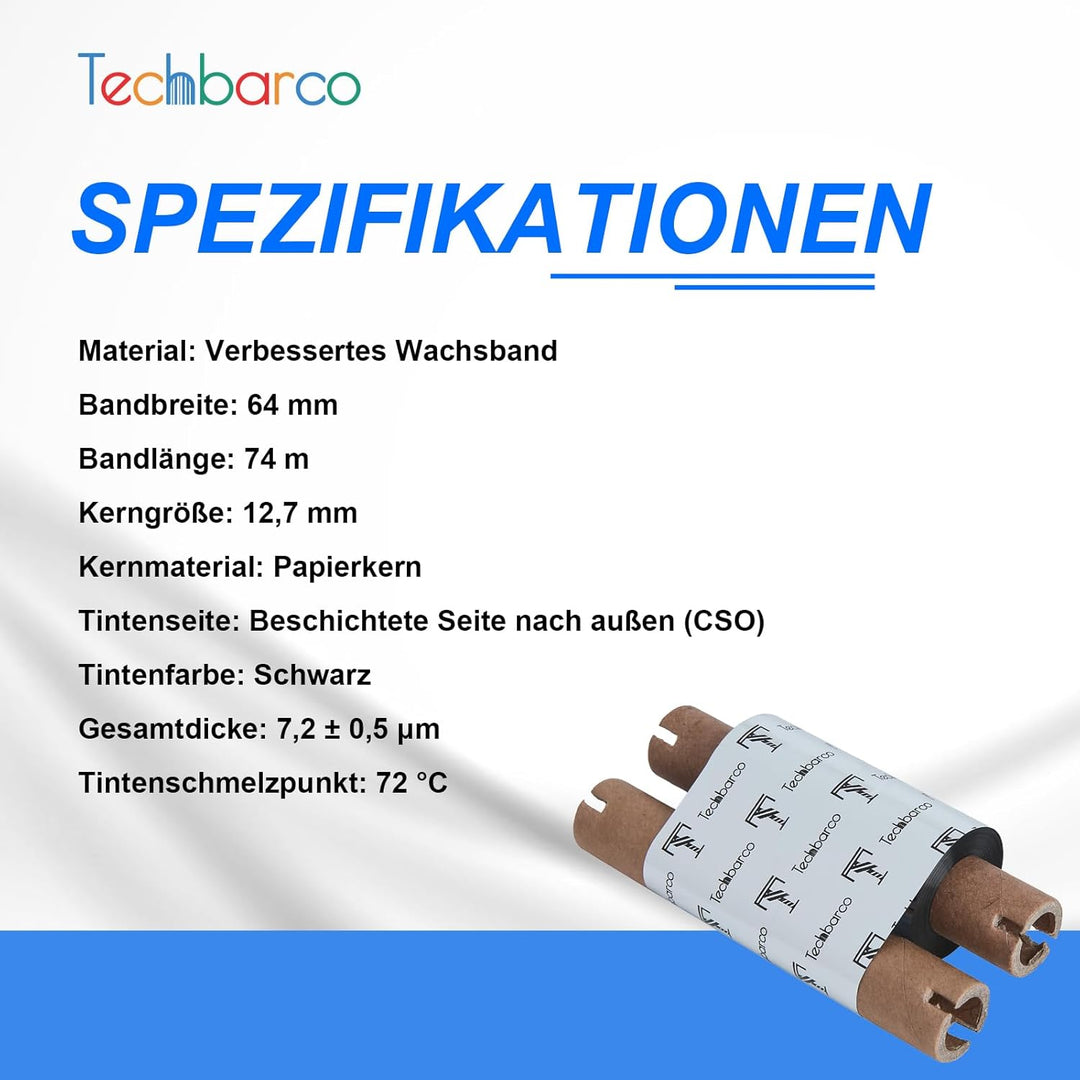 Thermotransfer-Bänder für Desktop-Drucker, hochwertiges verbessertes Wachs, 1,3 cm Kern, mit leerer
