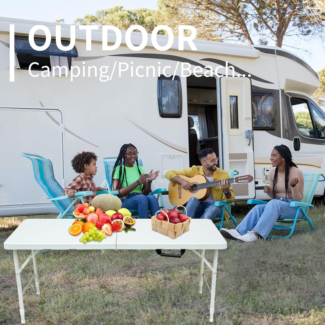 Klapptisch aus Kunststoff, tragbar, robust, weiss, für Camping, Party, Garten, Abendessen, Küche, Ar