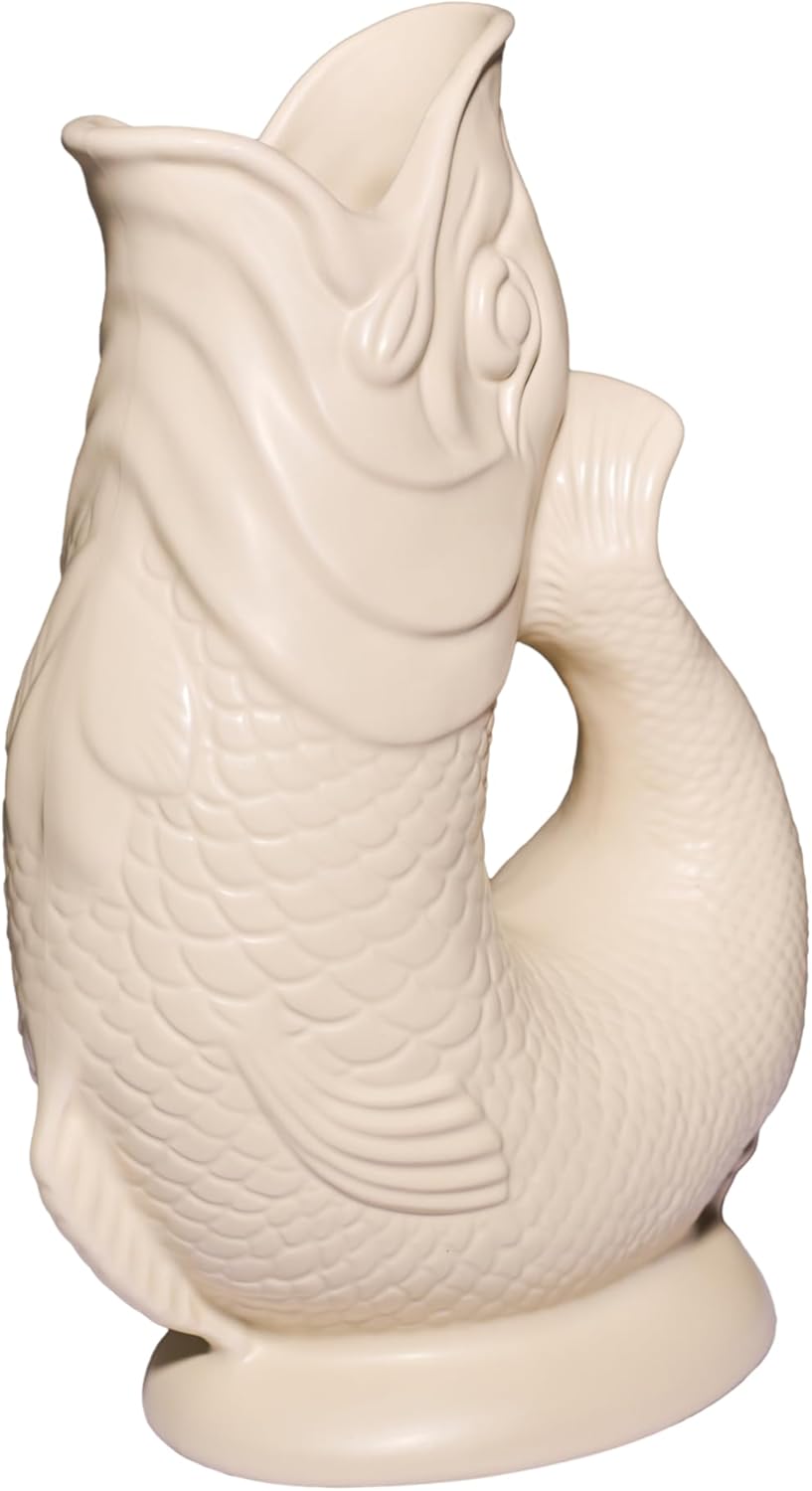 Karaffe XL Sand matt – 1,2 l – Original Gluggle Jug aus England – Wasserkrug mit Glucker-Geräusch –