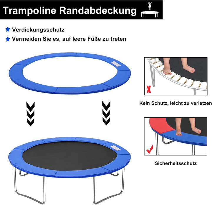 Froadp Trampolin Randabdeckung Ø244cm-305cm-366cm Sicherheitsmatte Abdeckung Kantenschutz UV-beständ
