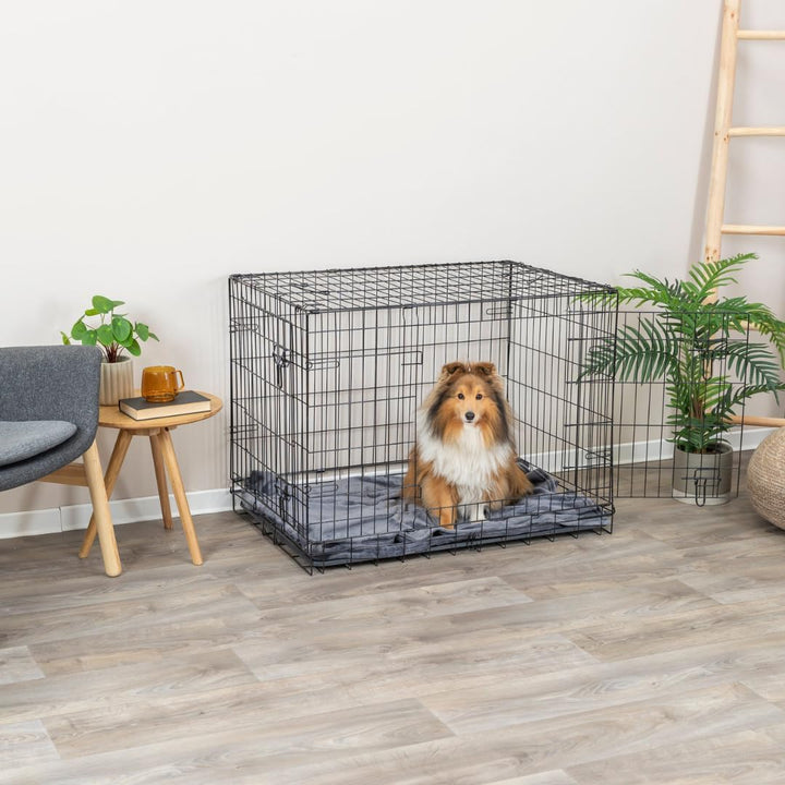 TRIXIE Hundebox Home schwarz – L: 109 × 79 × 71 cm – faltbarer Hundekäfig mit 2 Türen & sicheren Ver