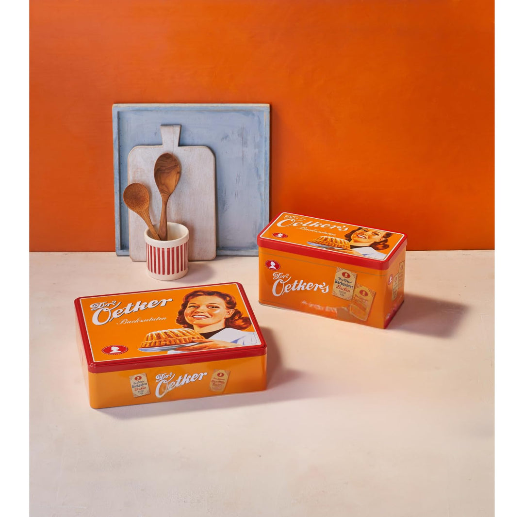 Dr. Oetker Dosen-Set Backzutaten, 2er Set - Vintage Blechdosen für Geschenke oder zur Aufbewahrung z