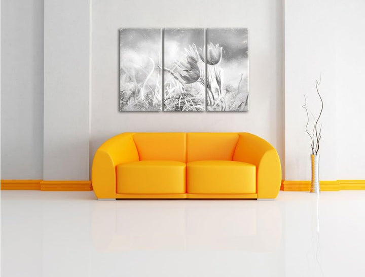 Pixxprint schöne Krokusse Kunst als Leinwandbild/Grösse: 3 Teilig (120x80) / Wandbild/Kunstdruck/fer