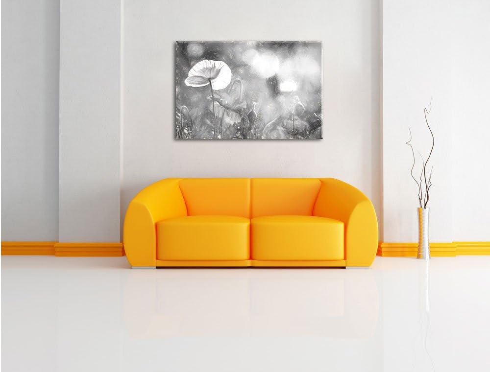Pixxprint Kalifornischer Mohn im Frühling Kunst Kohle Effekt, Format: 100x70 auf Leinwand, 100x70