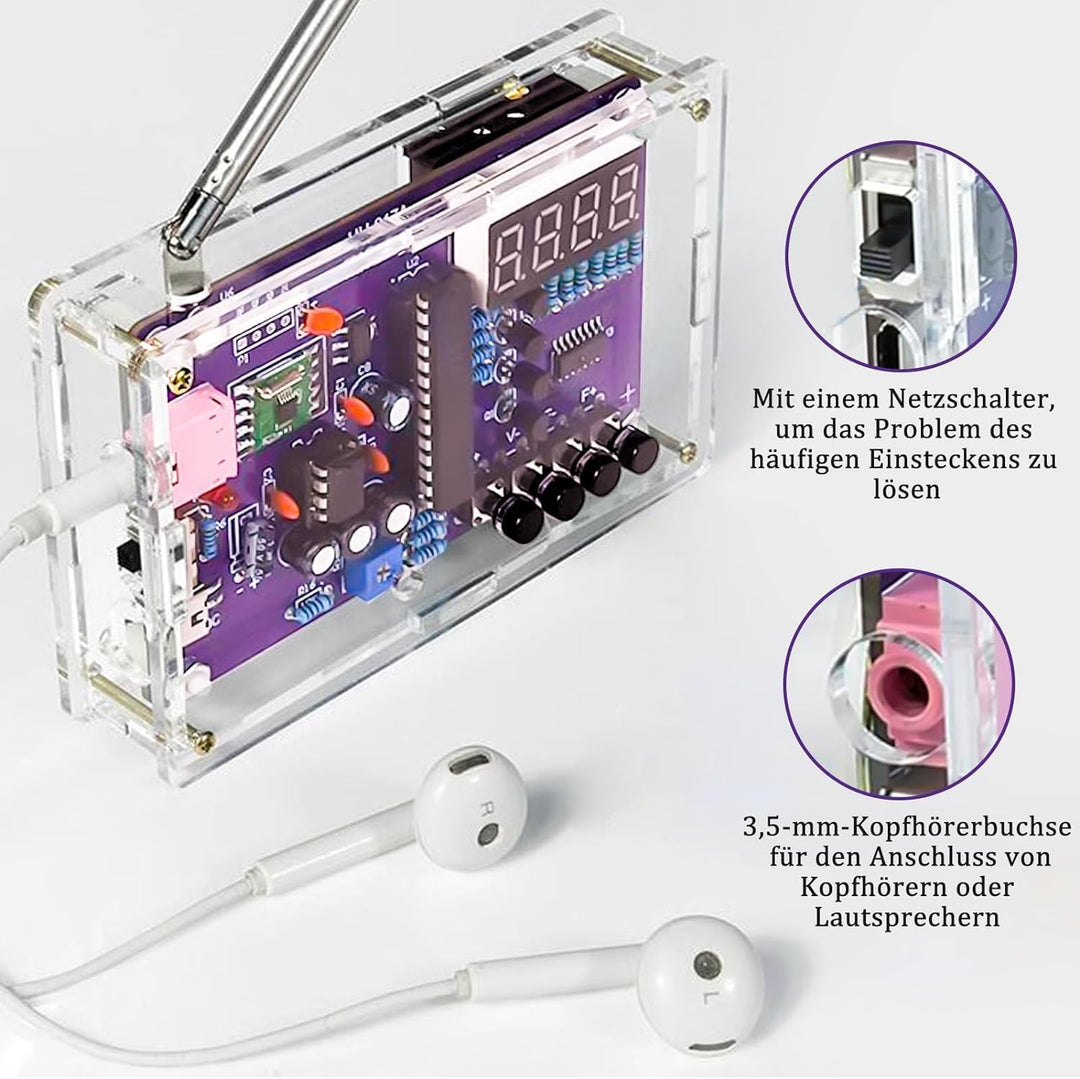 FM Radio Kits, DIY Elektronik Löt Bausatz Radio Modul, FM 87-108 MHz Lötübungs Kit Drahtloser Empfän