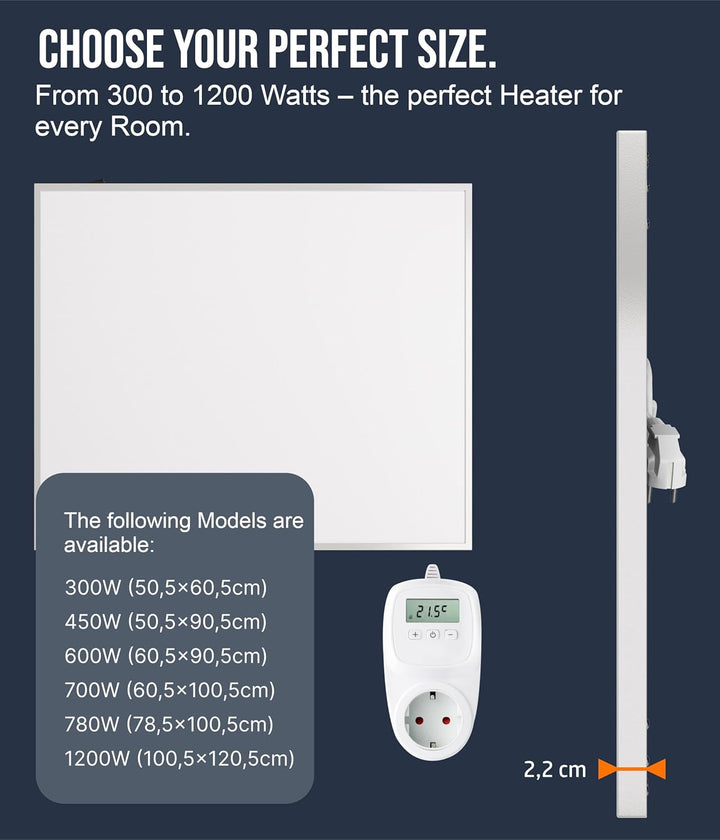 VIESTA® Infrarot Wandheizung mit Thermostat [FERNBEDIENUNG + WIFI STEUERUNG] – Infrarotheizung Wandm