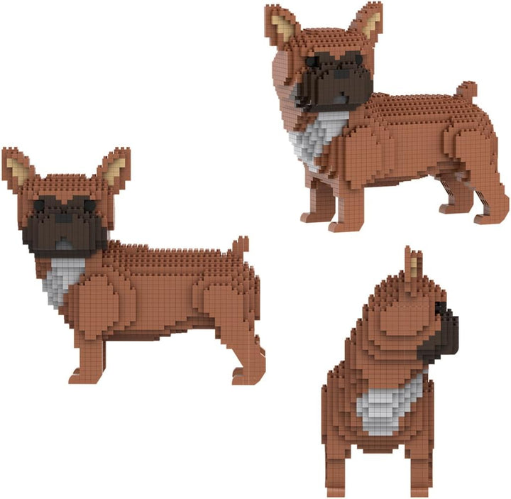 Figur zum Bauen mit Miniaturbausteinen. Französische Bulldogge, Französische Bulldogge