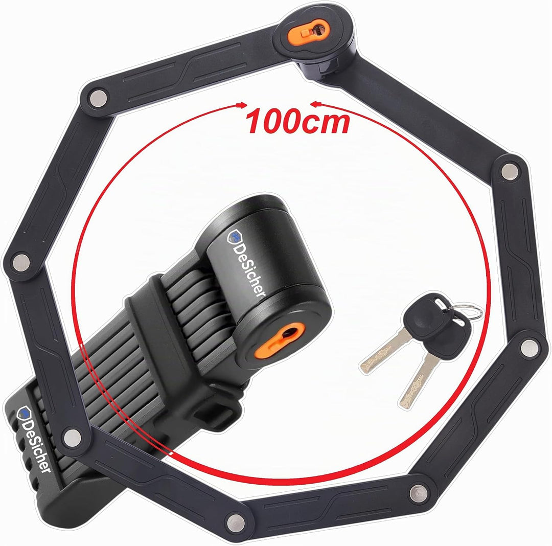 Segmental-Lock 100 cm – Premium Faltbares Fahrradschloss aus gehärtetem Stahl, Hochsicherer Diebstah