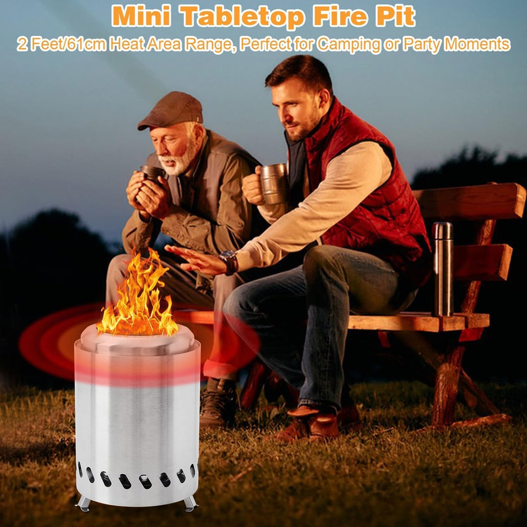 Feuerschale Rauchfreie, Mini Feuerschalen 14x14x20cm Edelstahl Tragbar Feuerstelle für Pellets &amp; Hol